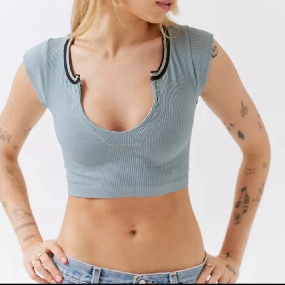 Urban Outfitters Out From Under Go for Gold Seamless Blue Crop Top